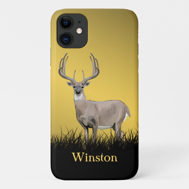 Deer Hunting Large Antler Name Case-Mate iPhone Case (Back)