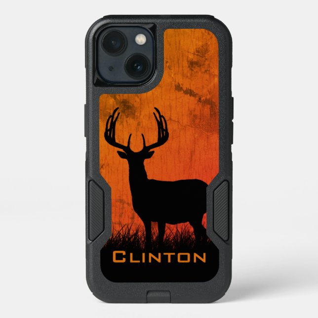 Deer Hunting Large Antlers Name OtterBox iPhone Ca 13 Case (Back)