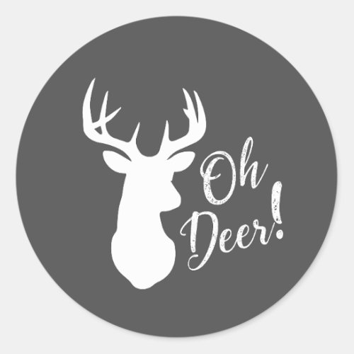 Deer Hunting Lodge Baby Shower Antlers Boy Blue Classic Round Sticker