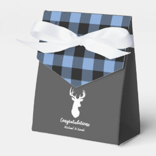 Deer Hunting Lodge Baby Shower Antlers Boy Blue Favor Boxes
