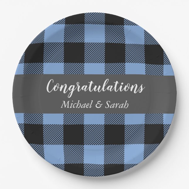 Deer Hunting Lodge Baby Shower Antlers Boy Blue Paper Plates (Front)
