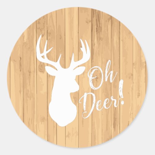 Deer Hunting Lodge Baby Shower Antlers Classic Round Sticker