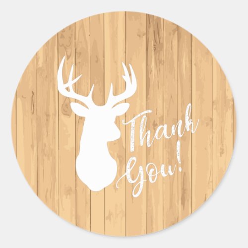 Deer Hunting Lodge Baby Shower Antlers Classic Round Sticker