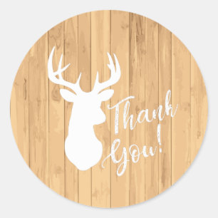 Deer Hunting Lodge Baby Shower Antlers Classic Round Sticker