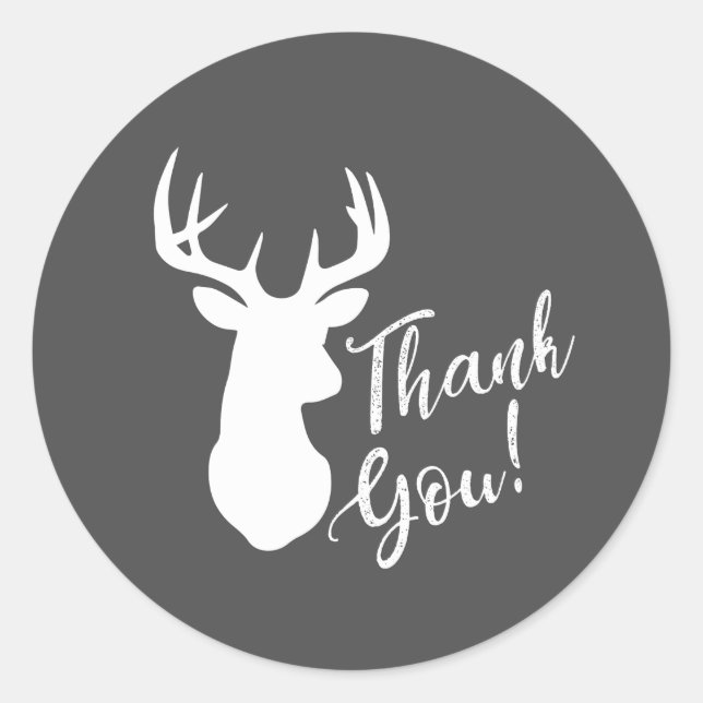 Deer Hunting Lodge Baby Shower Antlers Classic Round Sticker (Front)