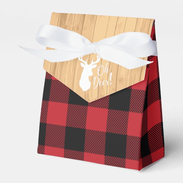 Deer Hunting Lodge Baby Shower Antlers Favor Boxes (Front Side)