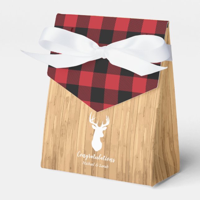 Deer Hunting Lodge Baby Shower Antlers Favor Boxes (Front Side)