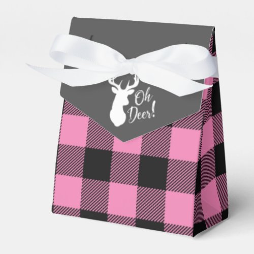 Deer Hunting Lodge Baby Shower Antlers Girl Pink Favor Boxes