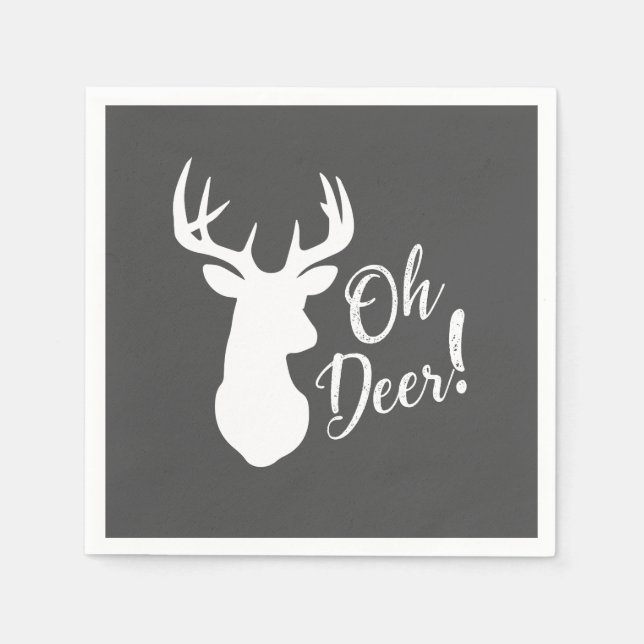 Deer Hunting Lodge Baby Shower Antlers Girl Pink Napkins (Front)