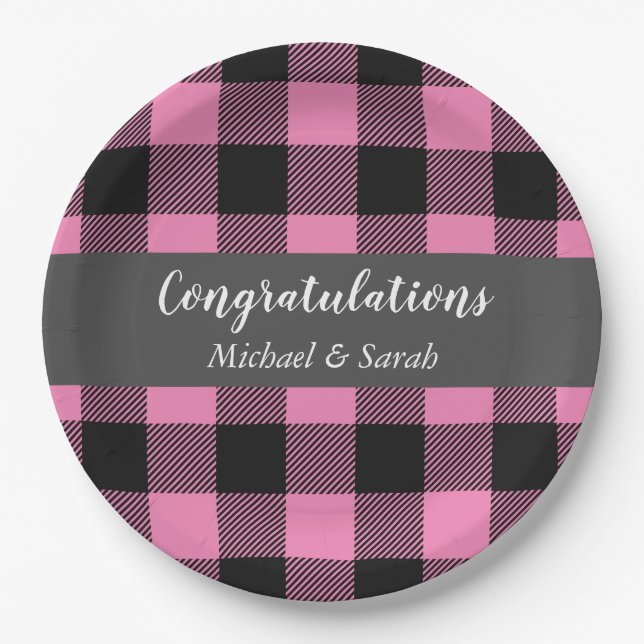 Deer Hunting Lodge Baby Shower Antlers Girl Pink Paper Plates (Front)