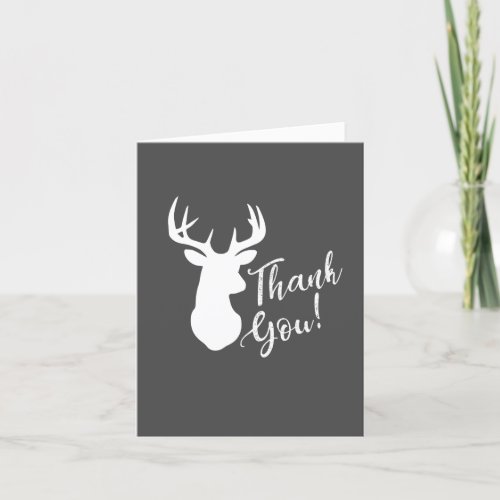 Deer Hunting Lodge Baby Shower Antlers Girl Pink Thank You Card