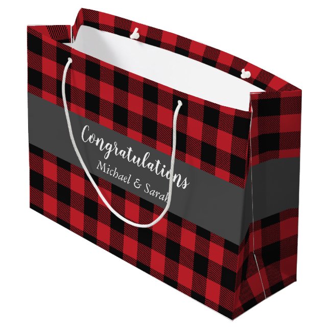Deer Hunting Lodge Baby Shower Antlers Large Gift Bag (Back Angled)