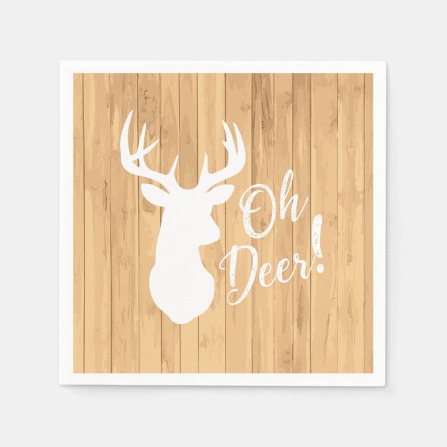 Deer Hunting Lodge Baby Shower Antlers Napkins (Front)