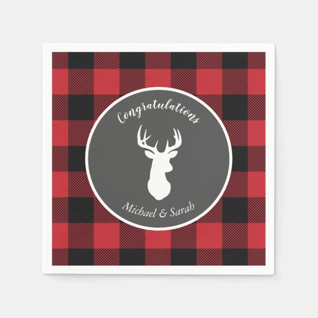 Deer Hunting Lodge Baby Shower Antlers Napkins (Front)