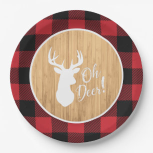 Deer Hunting Lodge Baby Shower Antlers Paper Plates