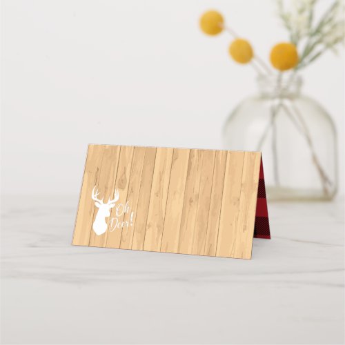 Deer Hunting Lodge Baby Shower Antlers Place Card