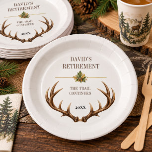 Deer Hunting Retirement Mountain Woodland Paper Plates