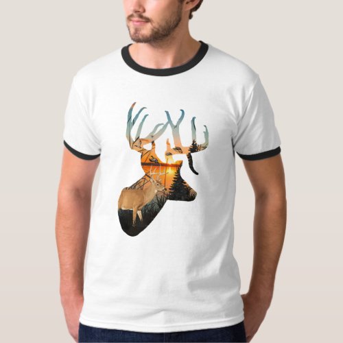 Deer Hunting Ringer T_Shirt Whitetail Buck T_Shirt