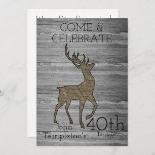 Deer Hunting Rustic Sports Outdoors Men Birthday Invitation