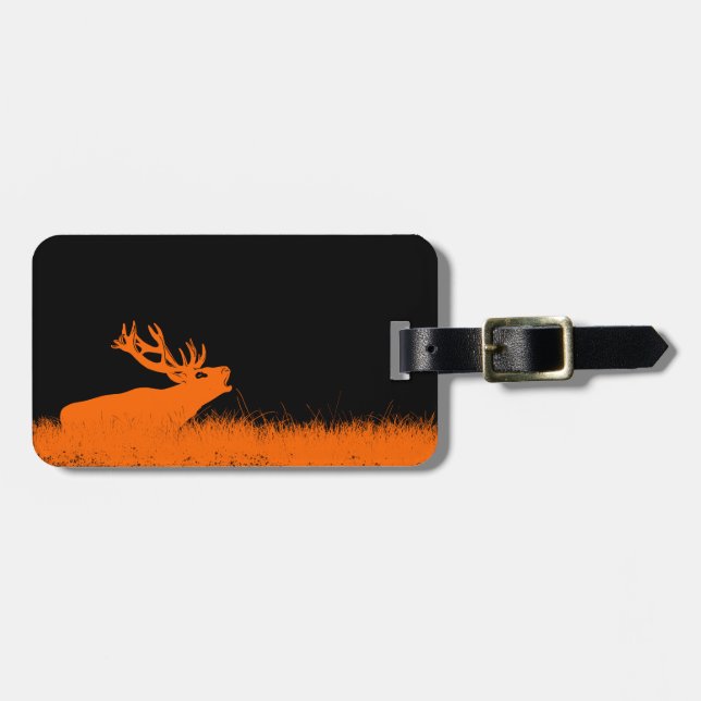 Deer hunting scenery orange silhouette  luggage tag (Front Horizontal)