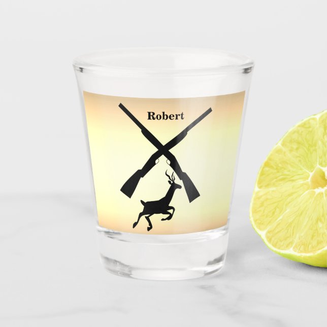 Deer Hunting Silhouette  Personalized Shot Glass (Front)