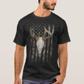Bucks Antlers and Skull on an American Flag Deer H T-Shirt