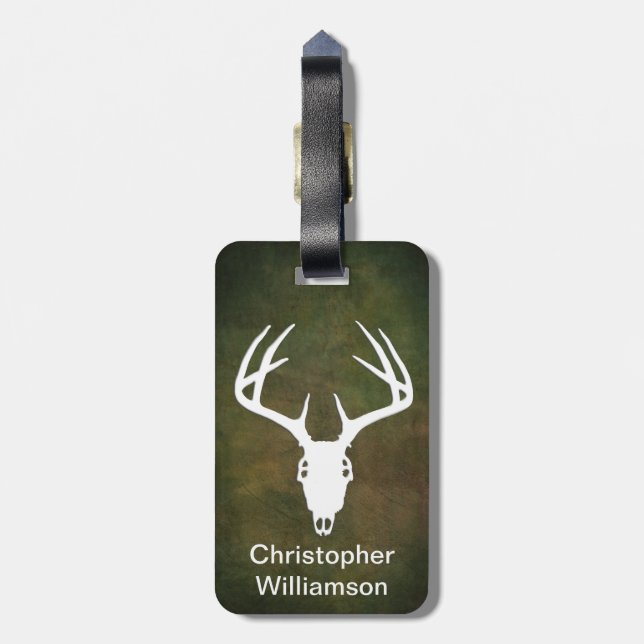 Deer Hunting Skull w/ antlers Luggage Tag (Back Vertical)