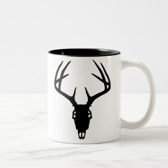 Deer Hunting Skull w/ Antlers Two-Tone Coffee Mug