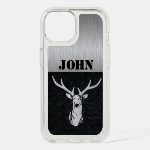 Deer Hunting Stainless and Diamond Plate Look Name iPhone 15 Case