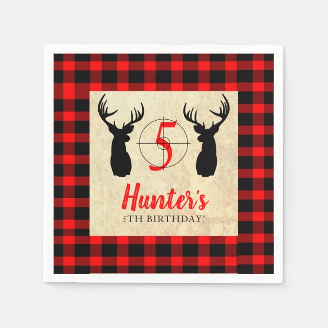 Deer Hunting Theme Birthday Party Napkins (Front)
