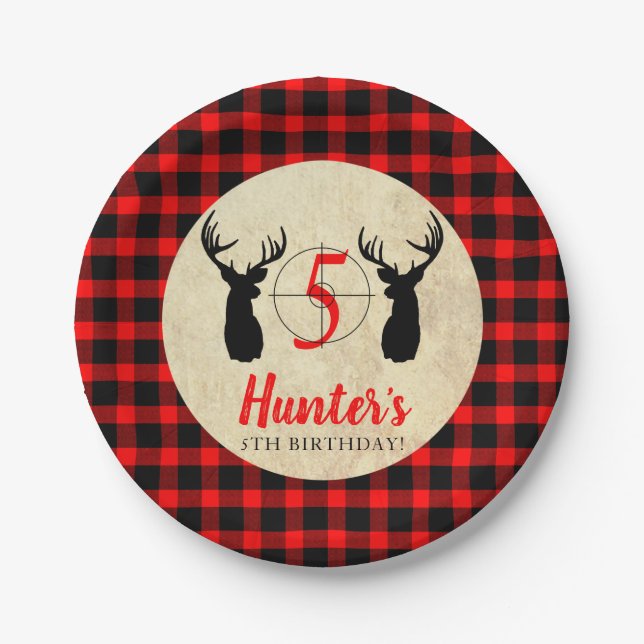 Deer Hunting Theme Birthday Party Paper Plates (Front)
