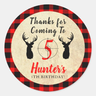 Deer Hunting Theme Birthday Party Thank You Classic Round Sticker