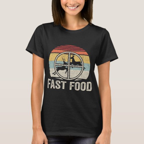 Deer Hunting Vintage Retro Funny Hunter Fast Food  T_Shirt