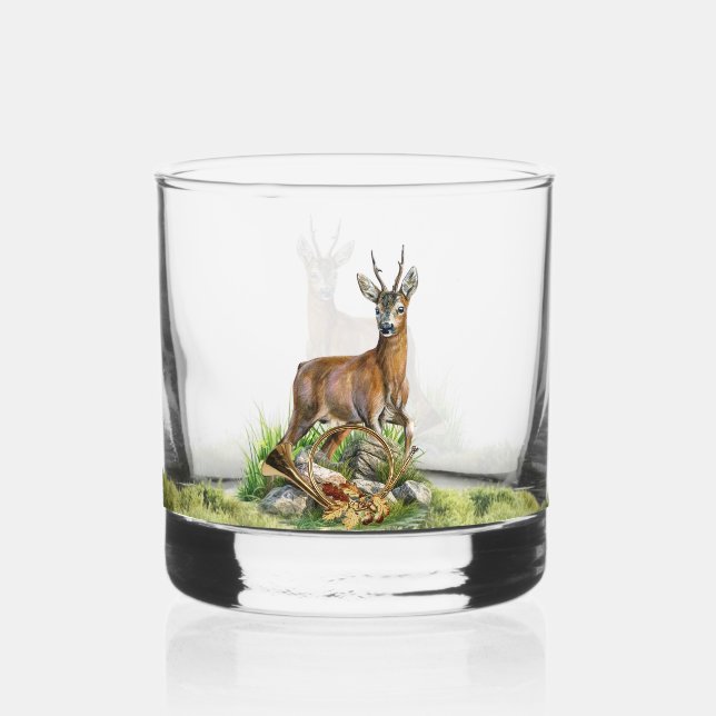 Deer Hunting  Whiskey Glass (Front)