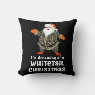 Deer Hunting Whitetail Christmas Camo Santa Throw Pillow