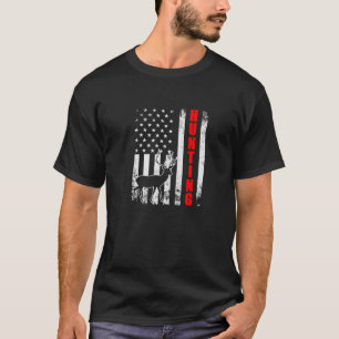 Deer Hunting Whitetail Hunter American Flag USA Pa T-Shirt