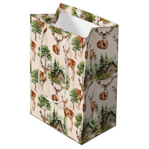 Deer Hunting Wildlife Rustic Holiday Christmas Medium Gift Bag