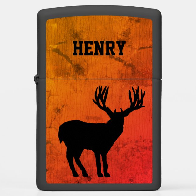 Deer Hunting with Orange Background Zippo Lighter (Front)
