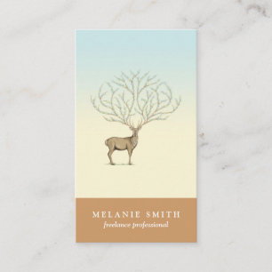 Deer illustration floral antlers artistic card