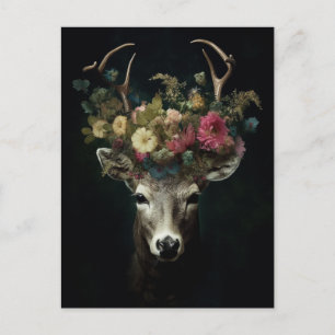 Deer in a Crown of Flowers Postcard