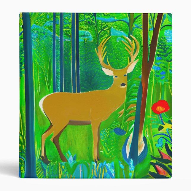 Deer in a Fantasy Forest Setting  3 Ring Binder (Front)