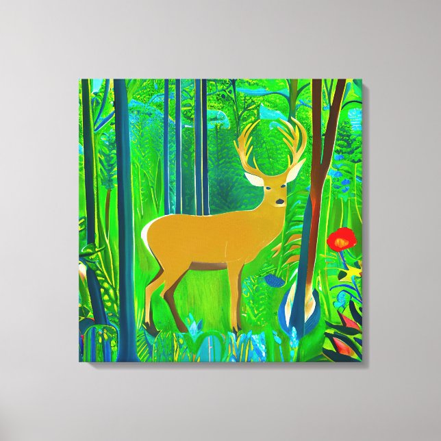 Deer in a Fantasy Forest Setting  Canvas Print (Front)