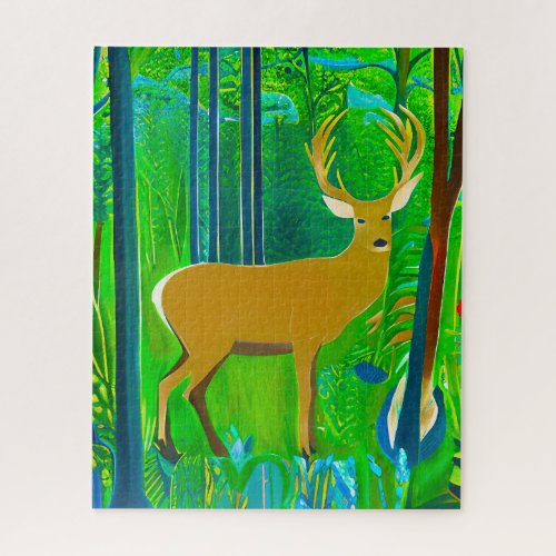 Deer in a Fantasy Forest Setting  Jigsaw Puzzle