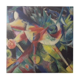 Deer in a Flower Garden by Franz Marc, Vintage Art Ceramic Tile