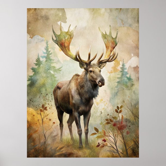 Deer in a Forest Poster (Front)