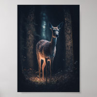 Deer in a Magical Forest Poster