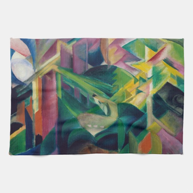 Deer in a Monastery Garden by Franz Marc Kitchen Towel (Horizontal)