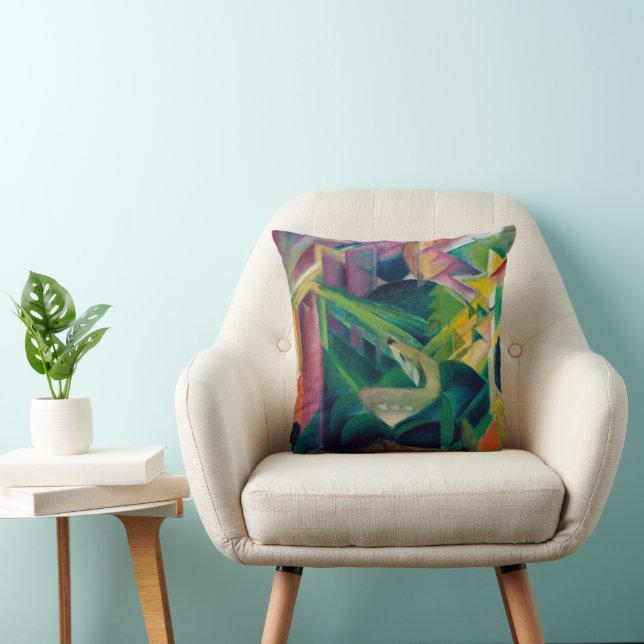 Deer in a Monastery Garden by Franz Marc Throw Pillow (Chair)