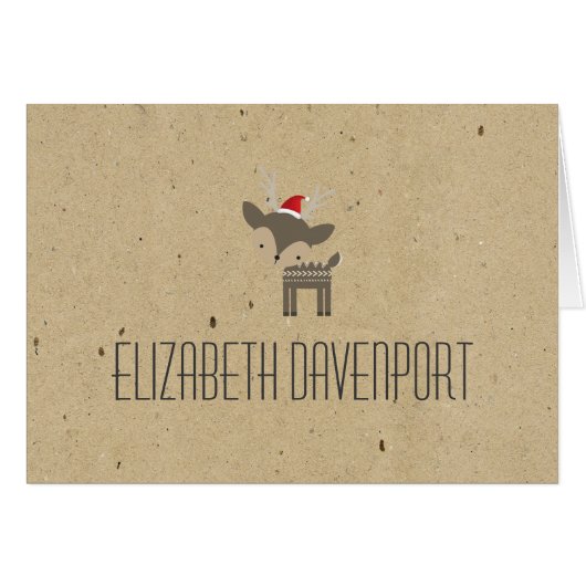 Deer In A Santa Hat Name Card (Front Horizontal)