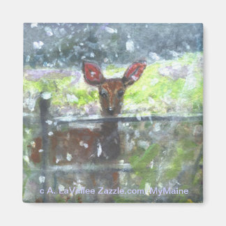 Deer in a snow storm magnet